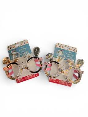 Set of 2 Seasonal Favorites Glitter Bunny Glasses with Confetti